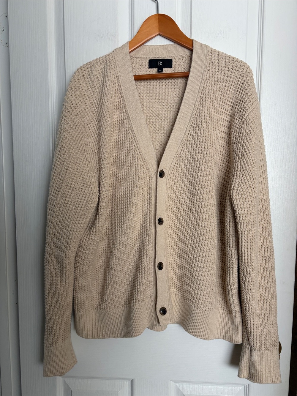 BR - Banana Republic Men's Beige Waffle-Knit Cardigan